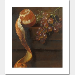 Still Life with Peeled Orange and Bunch of Grapes by Albertus Steenbergen Posters and Art